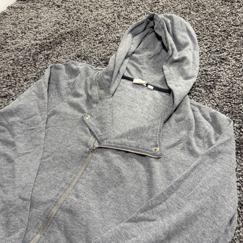 Streetwear Roxy Asymmetrical Zip Hoodie Womens Gray Excellent Moto Graphic L